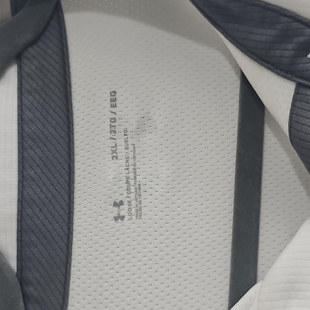 Under Armour White and Gray Polo Shirt
